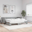 vidaXL világosszürke kihúzható szövet heverő matracokkal 90 x 190 cm