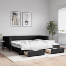 vidaXL fekete kihúzható szövet heverő fiókokkal 100 x 200 cm