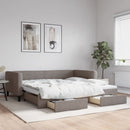 vidaXL tópszínű kihúzható szövet heverő fiókkal 100 x 200 cm