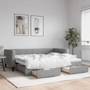 vidaXL világosszürke kihúzható szövet heverő fiókkal 90 x 190 cm