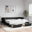 vidaXL fekete kihúzható szövet heverő fiókkal 90 x 190 cm