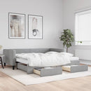 vidaXL világosszürke kihúzható szövet heverő fiókokkal 100 x 200 cm