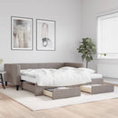 vidaXL tópszínű kihúzható szövet heverő fiókkal 100 x 200 cm