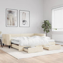 vidaXL krémszínű kihúzható szövet heverő fiókkal 100x200 cm
