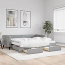 vidaXL világosszürke kihúzható szövet heverő fiókkal 90 x 190 cm
