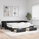vidaXL fekete kihúzható szövet heverő fiókkal 90 x 190 cm