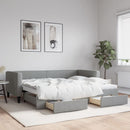 vidaXL világosszürke kihúzható szövet heverő fiókokkal 100x190 cm
