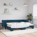 vidaXL kék kihúzható bársony heverő 80 x 200 cm