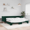 vidaXL sötétzöld kihúzható bársony heverő matraccal 100 x 200 cm
