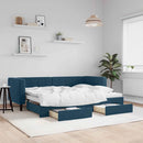 vidaXL kék kihúzható bársony heverő fiókokkal 80 x 200 cm