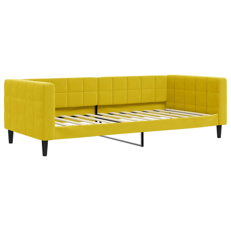 vidaXL sárga kihúzható bársony heverő fiókkal 90 x 200 cm