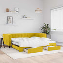 vidaXL sárga kihúzható bársony heverő fiókkal 100 x 200 cm