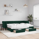 vidaXL sötétzöld kihúzható bársony heverő fiókkal 80 x 200 cm
