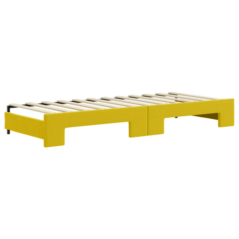 vidaXL sárga kihúzható bársony heverő fiókkal 80 x 200 cm