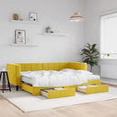 vidaXL sárga kihúzható bársony heverő fiókkal 80 x 200 cm