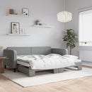 vidaXL világosszürke kihúzható szövet heverő 90 x 200 cm