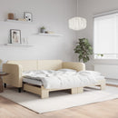 vidaXL krémszínű kihúzható szövet heverő 100x200 cm