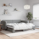 vidaXL világosszürke kihúzható szövet heverő matracokkal 100 x 200 cm