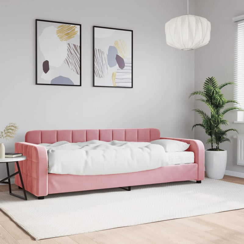 vidaXL rózsaszín bársony heverő matraccal 80 x 200 cm