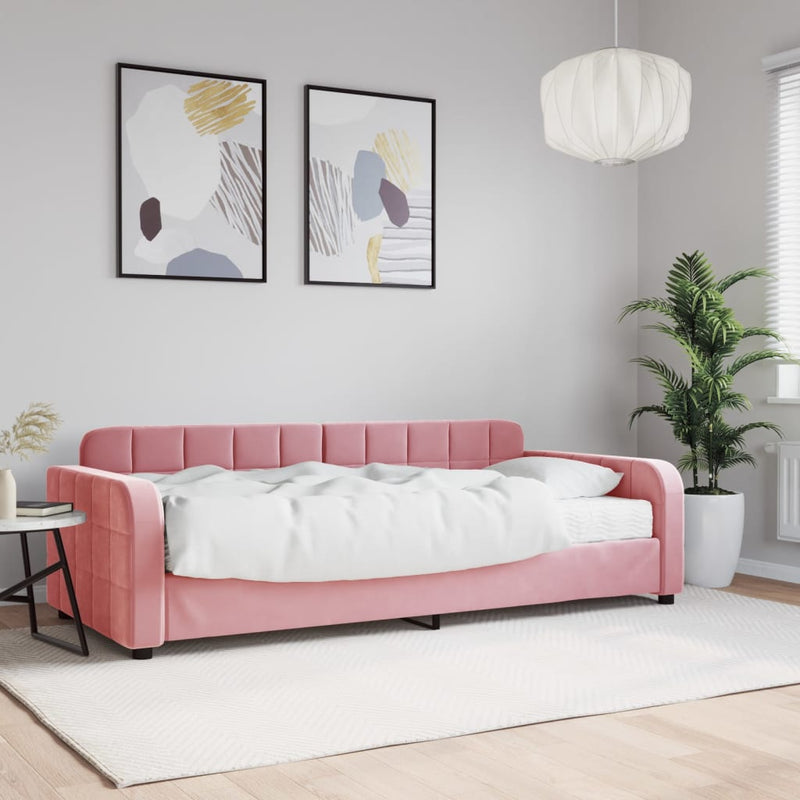 vidaXL rózsaszín bársony heverő matraccal 90 x 200 cm