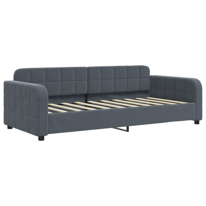 vidaXL sötétszürke bársony heverő matraccal 90 x 190 cm
