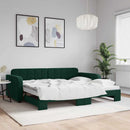 vidaXL sötétzöld kihúzható bársony heverő 90 x 200 cm