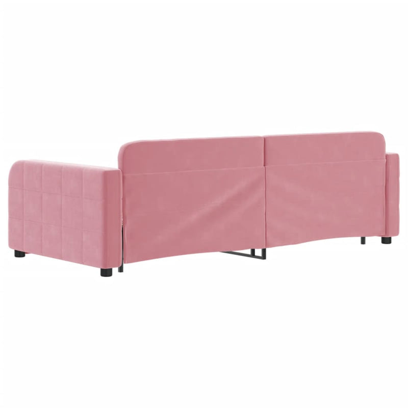 vidaXL rózsaszín kihúzható bársony heverő 90 x 200 cm