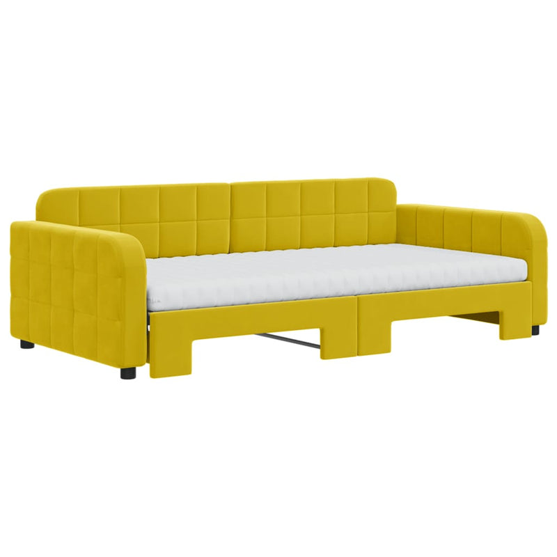 vidaXL sárga kihúzható bársony heverő matraccal 100 x 200 cm