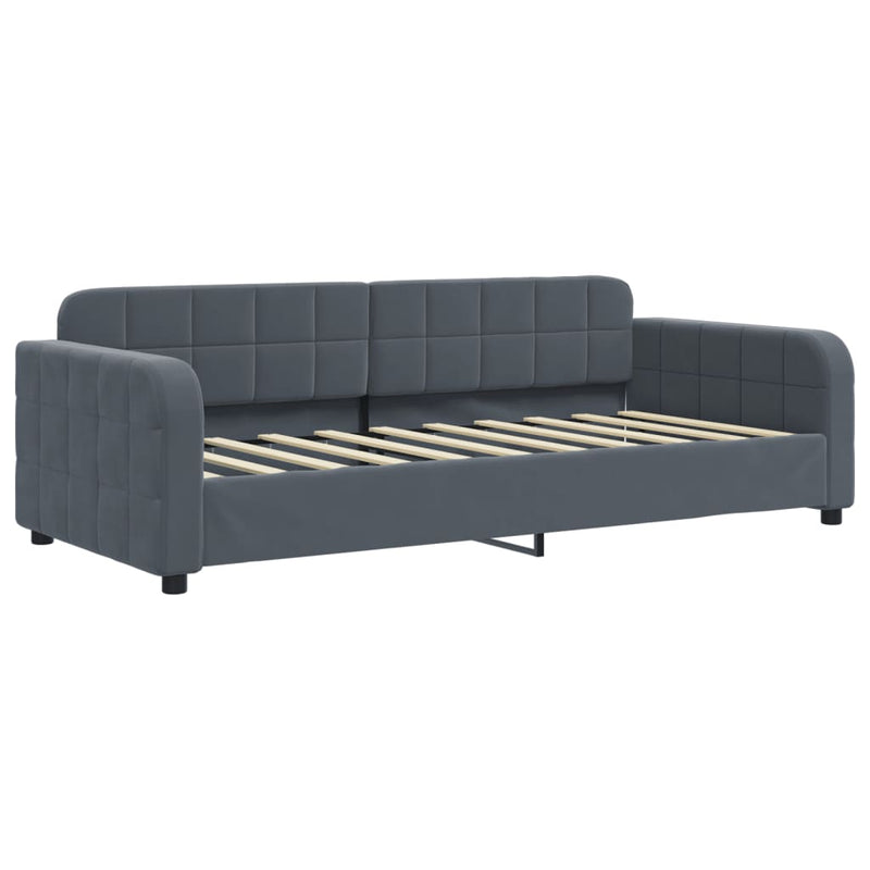 vidaXL sötétszürke kihúzható bársony heverő matraccal 90 x 190 cm