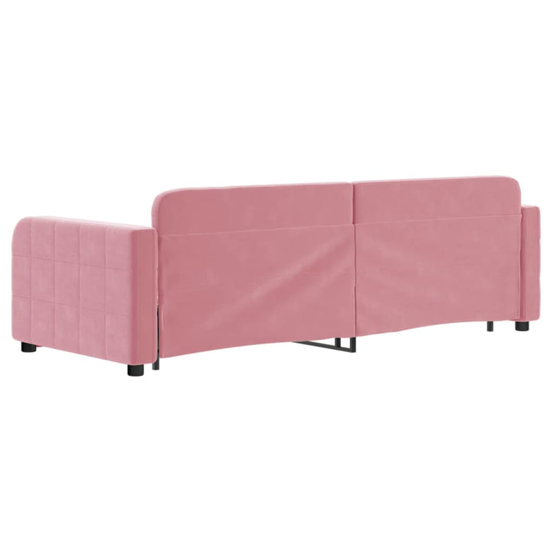 vidaXL rózsaszín kihúzható bársony heverő fiókkal 80 x 200 cm