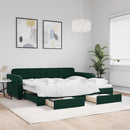 vidaXL sötétzöld kihúzható bársony heverő fiókkal 90 x 200 cm