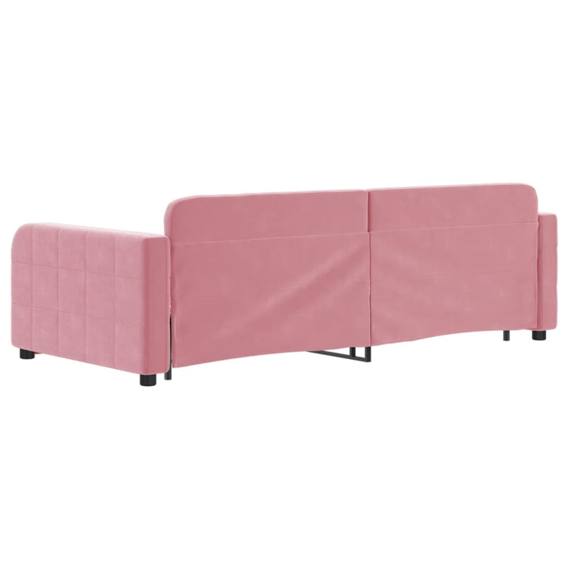 vidaXL rózsaszín kihúzható bársony heverő fiókkal 90 x 200 cm