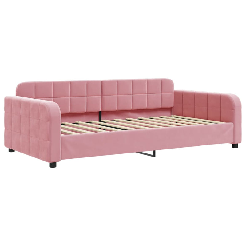 vidaXL rózsaszín kihúzható bársony heverő fiókkal 90 x 200 cm