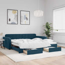 vidaXL kék kihúzható bársony heverő fiókkal 100 x 200 cm
