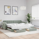 vidaXL világosszürke kihúzható bársony heverő fiókkal 100 x 200 cm