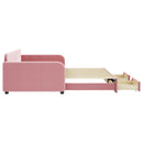 vidaXL rózsaszín kihúzható bársony heverő fiókkal 100 x 200 cm