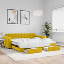 vidaXL sárga kihúzható bársony heverő fiókkal 100 x 200 cm