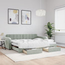 vidaXL világosszürke kihúzható bársony heverő fiókkal 90 x 190 cm