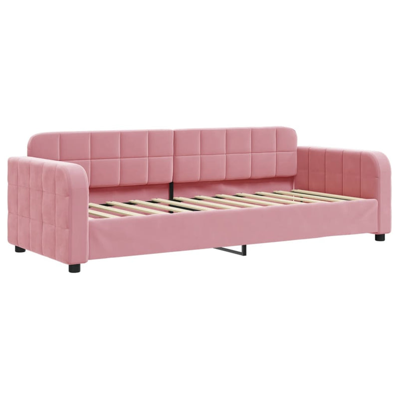 vidaXL rózsaszín kihúzható bársony heverő fiókkal 80 x 200 cm