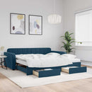 vidaXL kék kihúzható bársony heverő fiókkal 100 x 200 cm