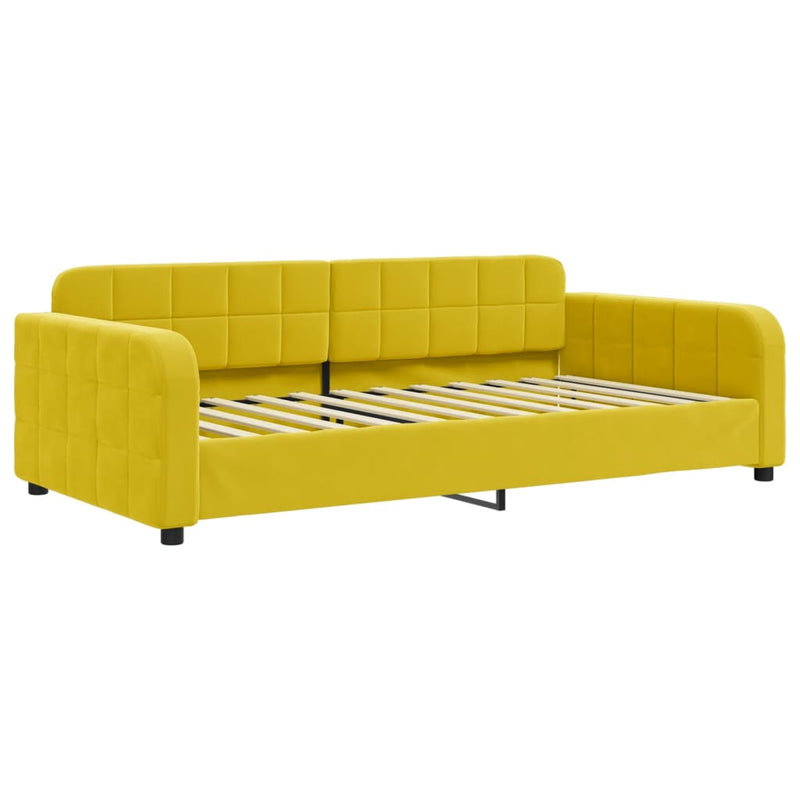 vidaXL sárga kihúzható bársony heverő fiókkal 100 x 200 cm