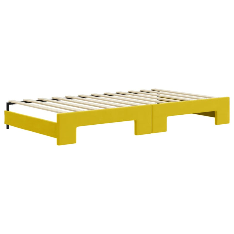 vidaXL sárga kihúzható bársony heverő fiókkal 100 x 200 cm
