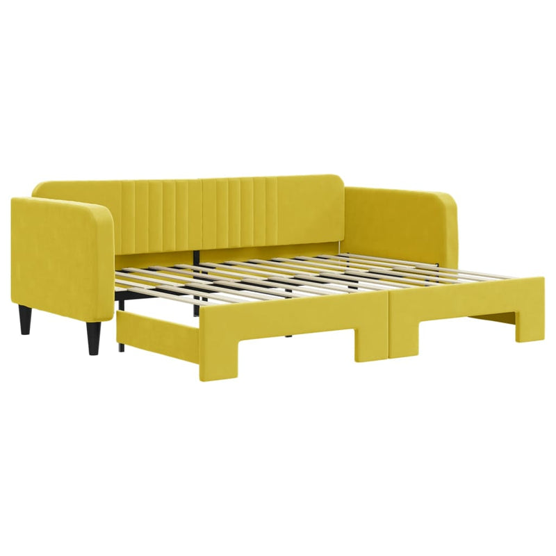 vidaXL sárga kihúzható bársony heverő 90 x 200 cm