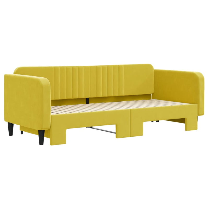 vidaXL sárga kihúzható bársony heverő 90 x 200 cm