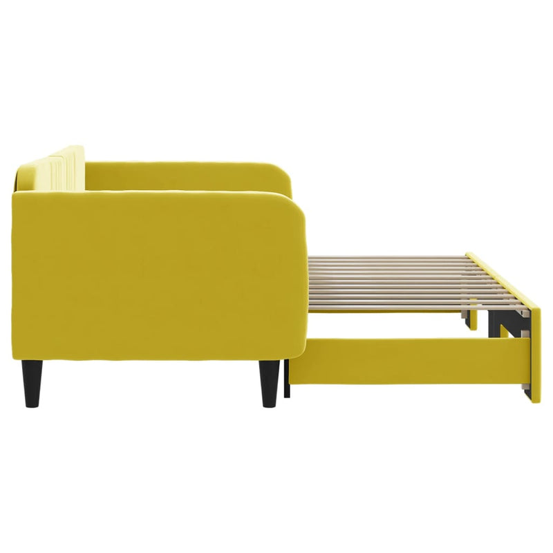 vidaXL sárga kihúzható bársony heverő 90 x 200 cm