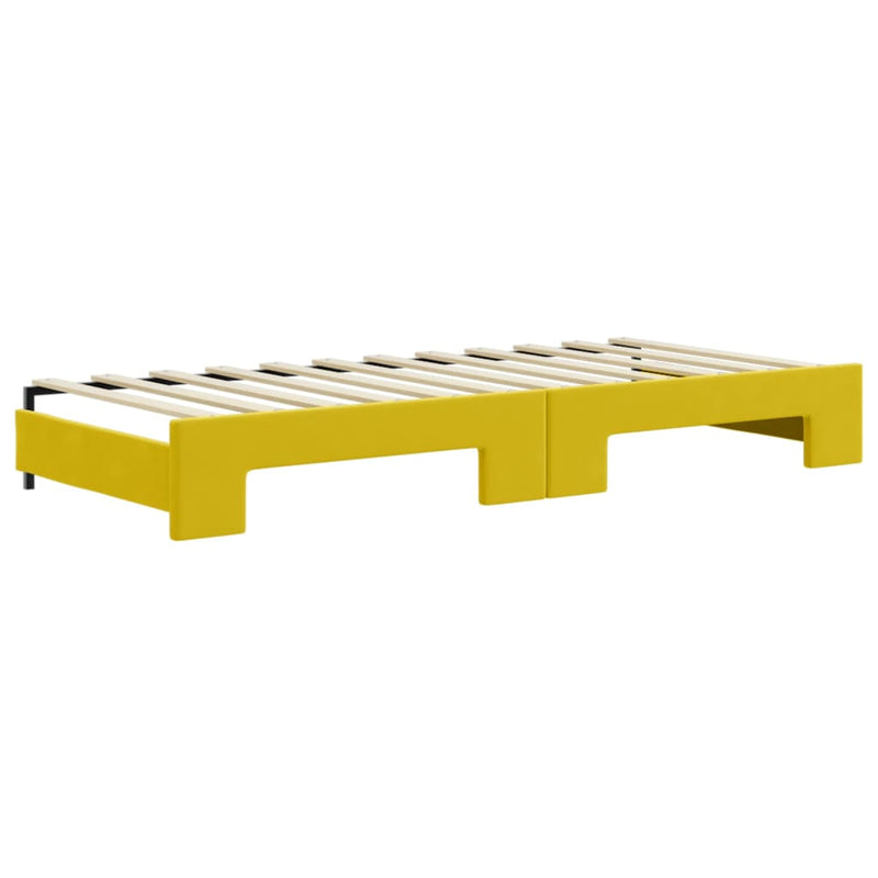 vidaXL sárga kihúzható bársony heverő 90 x 200 cm