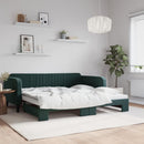 vidaXL sötétzöld kihúzható bársonyheverő 100 x 200 cm