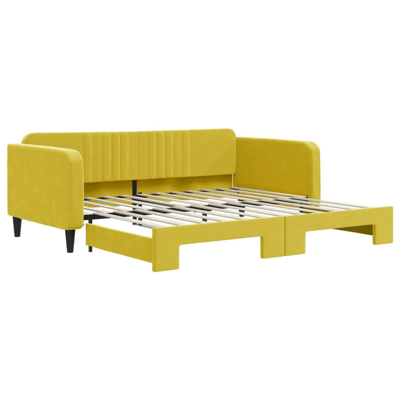 vidaXL sárga kihúzható bársonyheverő 100 x 200 cm