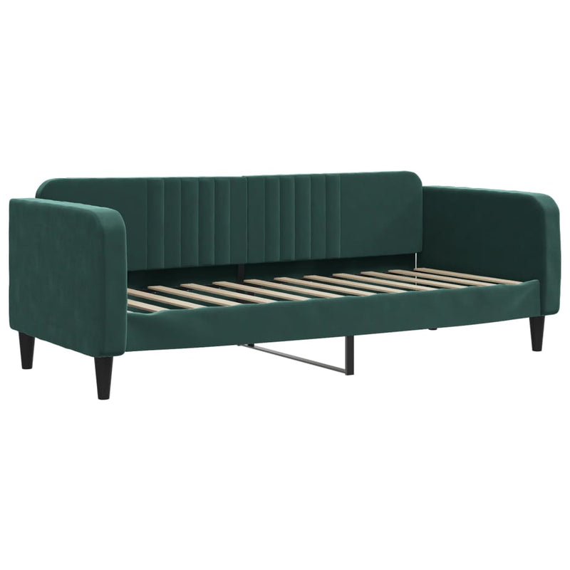 vidaXL sötétzöld kihúzható bársony heverő matraccal 80 x 200 cm