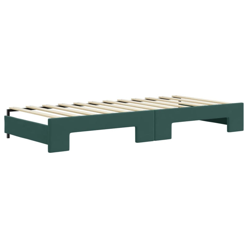 vidaXL sötétzöld kihúzható bársony heverő matraccal 80 x 200 cm